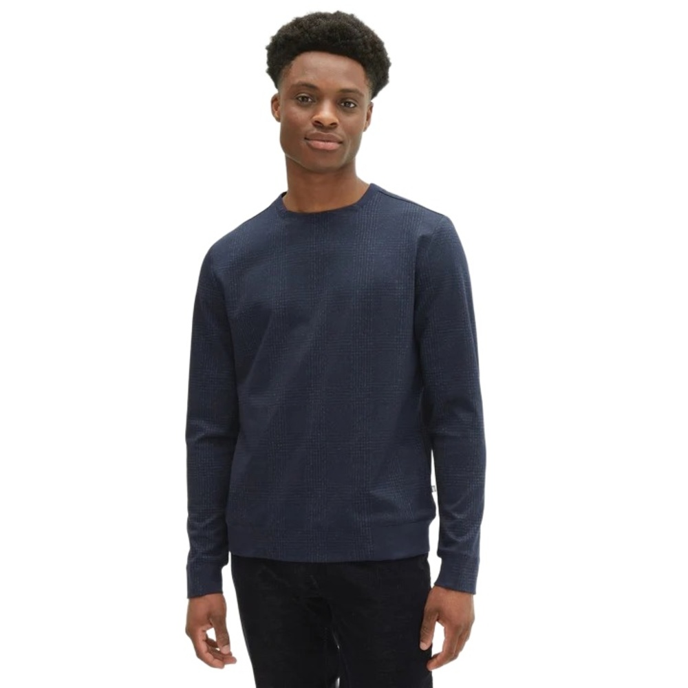 Robert Barakett Men's Navy‎ Plaid Double-sided Knit Waverton Sweatshirt Size L